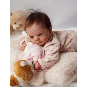 🆕19 inch Vinyl Cloth Body Lifelike Newborn Baby Doll With Blue Charming Eyes